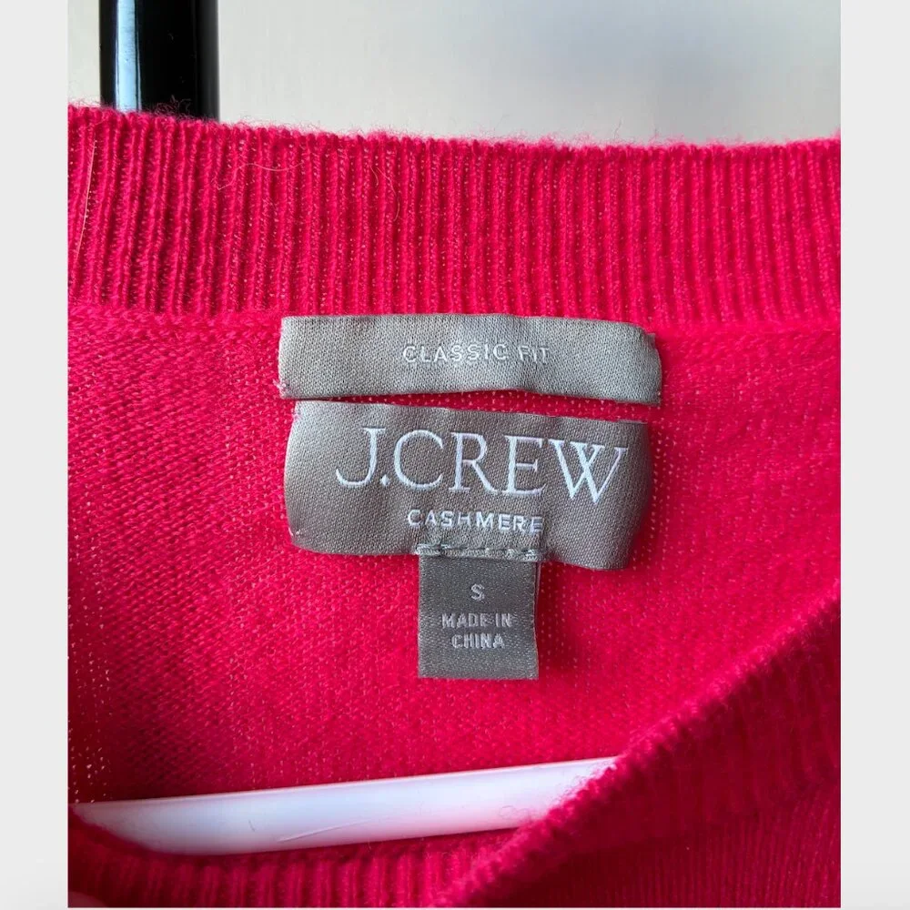 J. Crew Dark Pink Cashmere Classic-Fit Crewneck Sweater - Size S